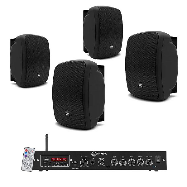 Kit som ambiente Taramps THS 3600 com 4 caixa Kaz K6 preta