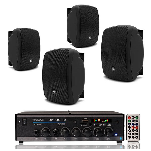 Kit som ambiente leson lsa 7000 com 4 caixa Kaz K5 Preta