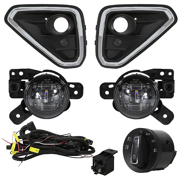 KIT farol milha LED T-CROSS 200 TSI CONFORTILINE 25+ CROMADO