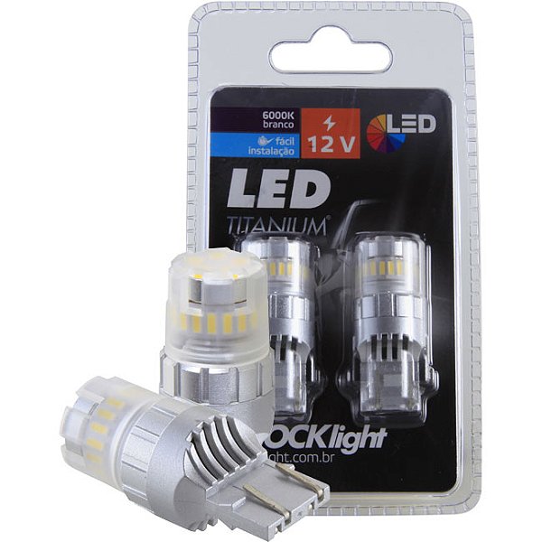 Par Lâmpada Led Titanium T20 2 Polos 7443 Shocklight Branca