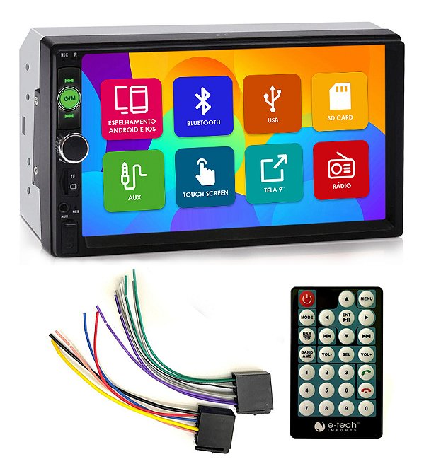 Central Multimídia Mp5 7 Polegadas Etech Light car play android auto