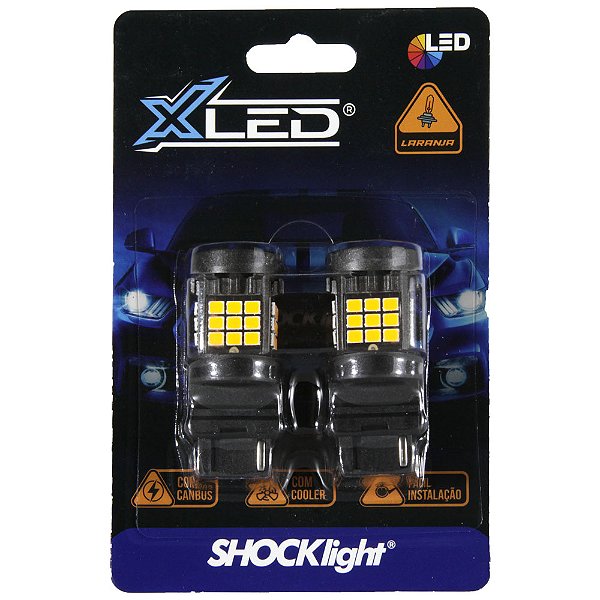 Lâmpada led 1 polo t25 36 led shocklight canbus laranja 12v
