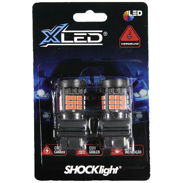 Lâmpada led 1 polo t25 36 led shocklight canbus vermelho 12v