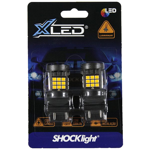 Lâmpada led 2 polo t25 36 led shocklight canbus laranja 12v