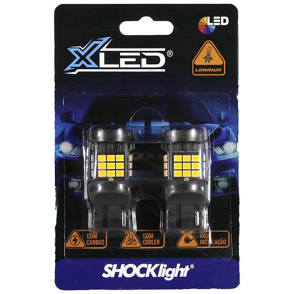 Lâmpada led 1 polo t20 36 led shocklight canbus laranja 12v