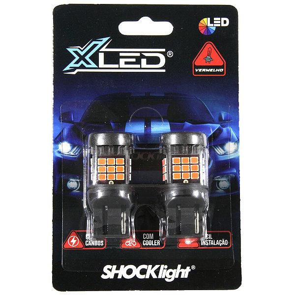 Lâmpada led 1 polo t20 36 led shocklight canbus vermelho 12v