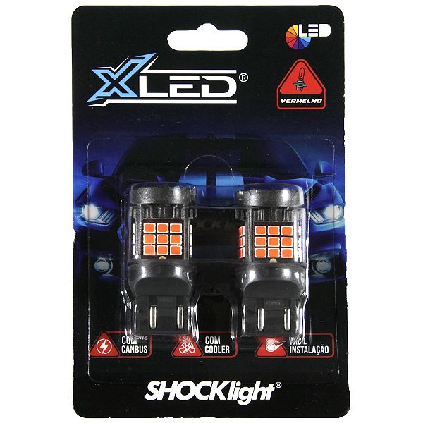 Lâmpada led 2 polo t20 36 led shocklight canbus vermelho 12v