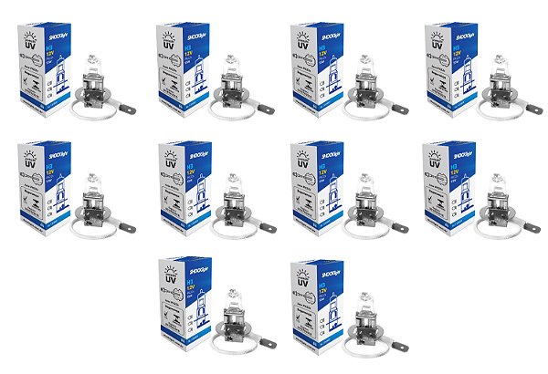 Kit 10 Lampada Shocklight Halogena Standart H3 12v 55w Pk22s