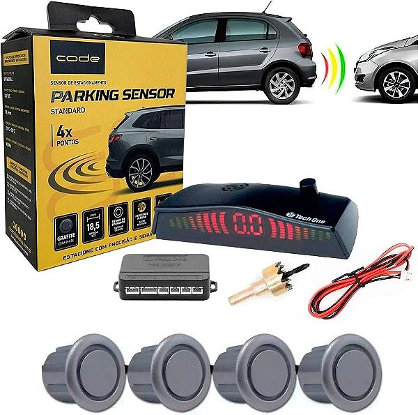 Sensor Estacionamento Code 4 Pontos Grafite Display Sinal Sonoro