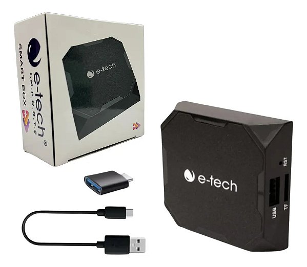 Streaming Box E-tech Automotivo 2gb 32gb para central multimídia com Carplay Android auto por cabo