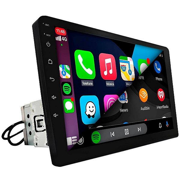 Central Multimidia Mp5 H-tech HT-9002CA 9 polegadas tela de Vidro 1din Usb Aux Bluetooth espelhamento car play android auto com e sem fio