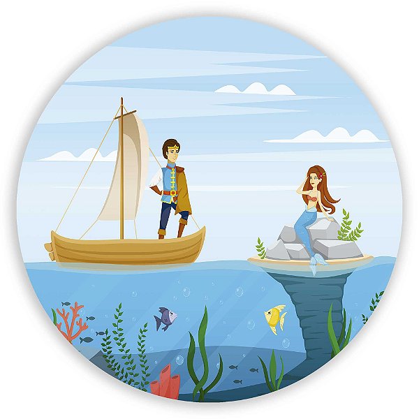 Painel Redondo - Sereia  - Sublimado 3D
