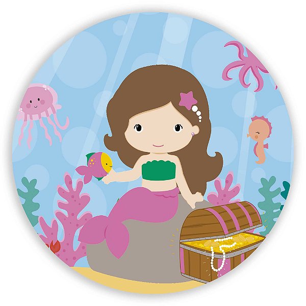 Painel Redondo - Sereia  - Sublimado 3D