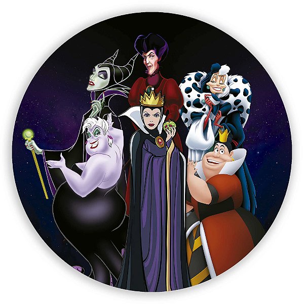 Painel Redondo - Vilãs da Disney  - Sublimado 3D