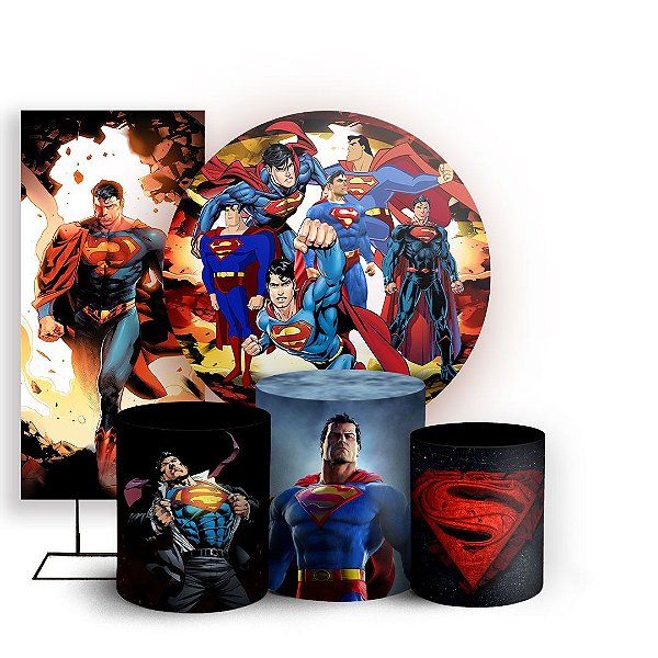 KIT Redondo Trio e Faixa - Super Homem - Sublimado 3D