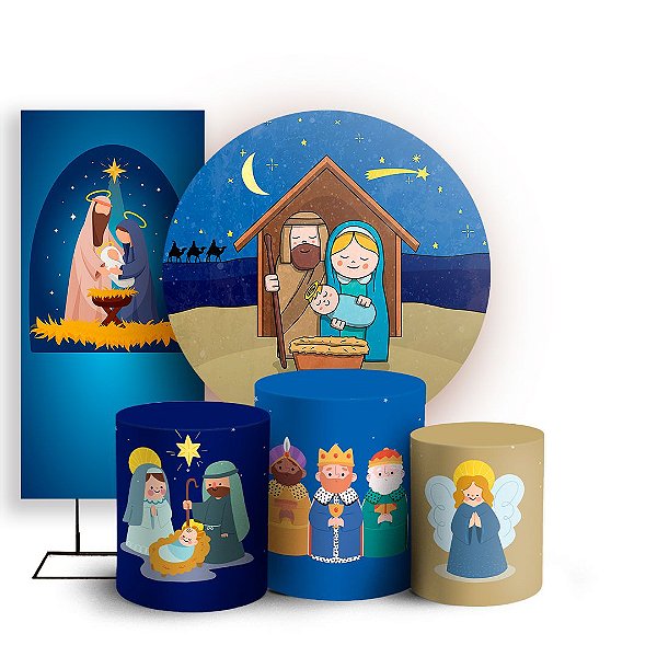 KIT Redondo Trio e Faixa - Presépio - Sublimado 3D
