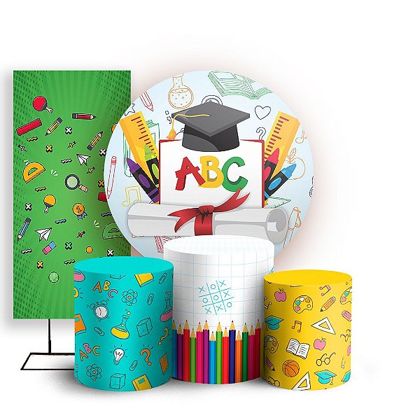 KIT Redondo Trio e Faixa - Formatura Infantil - Sublimado 3D