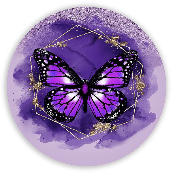 Painel Redondo - Borboleta Roxa  - Sublimado 3D