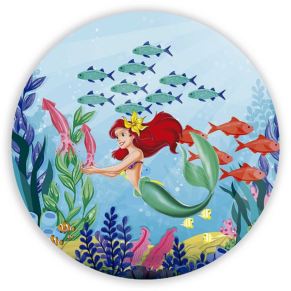 Painel Redondo - Ariel Pequena Sereia  - Sublimado 3D