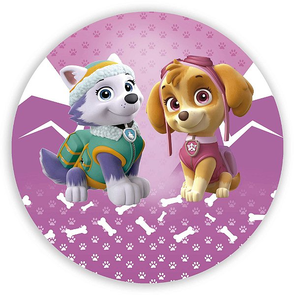 Painel Redondo - Patrulha Canina Skye e Everest - Sublimado 3D