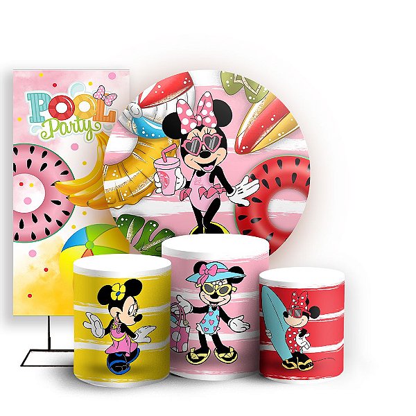 KIT Redondo Trio e Faixa - Minnie Praia - Sublimado 3D