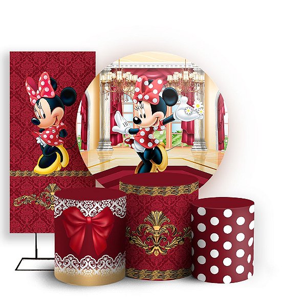 KIT Redondo Trio e Faixa - Minnie - Sublimado 3D