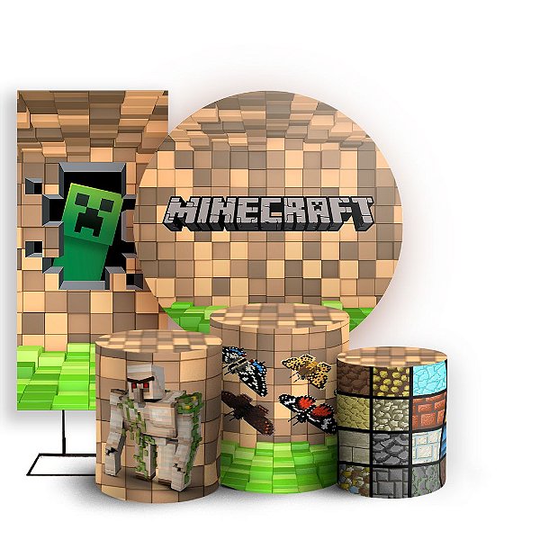 KIT Redondo Trio e Faixa - Minecraft - Sublimado 3D