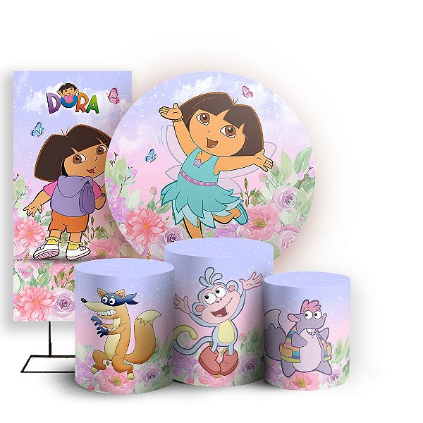 KIT Redondo Trio e Faixa - Dora Aventureira - Sublimado 3D