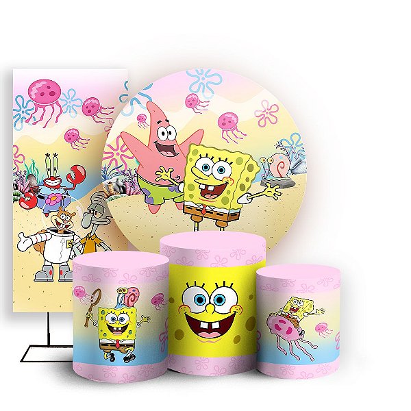 KIT Redondo Trio e Faixa - Bob Esponja - Sublimado 3D
