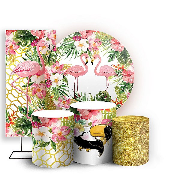 KIT Redondo Trio e Faixa - Flamingo - Sublimado 3D