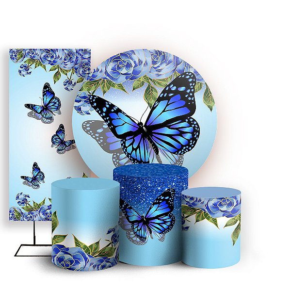 KIT Redondo Trio e Faixa - Borboletas - Sublimado 3D