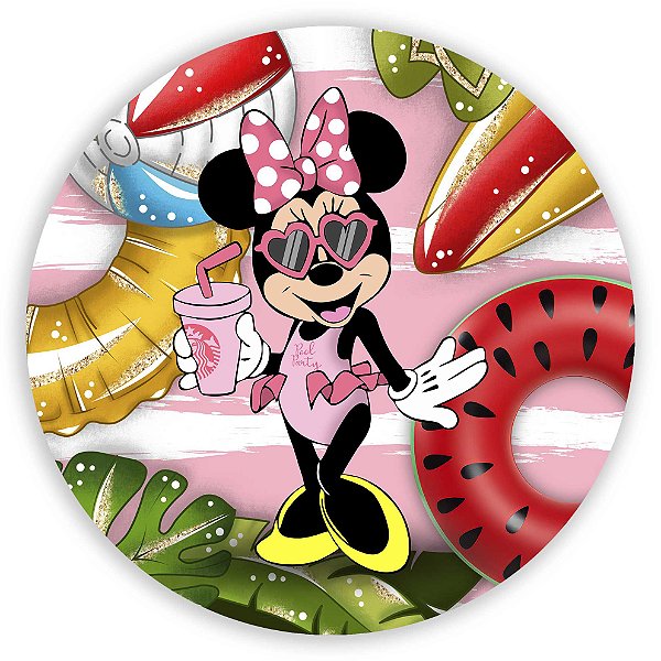 Painel Redondo - Minnie Praia - Sublimado 3D