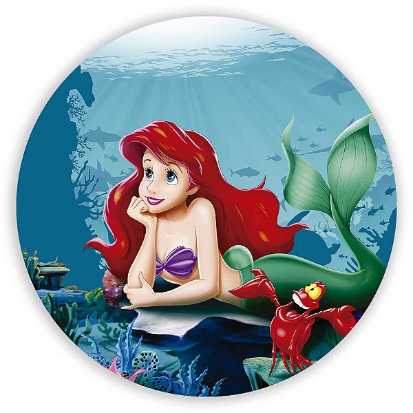 Painel Redondo - Ariel Pequena Sereia  - Sublimado 3D