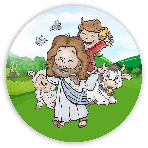 Painel Redondo - Jesus Cute  - Sublimado 3D
