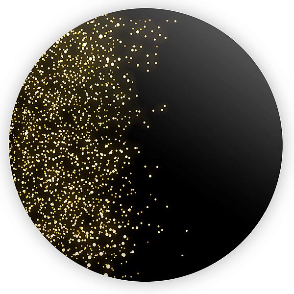 Painel Redondo - Glitter Preto Dourado - Sublimado 3D