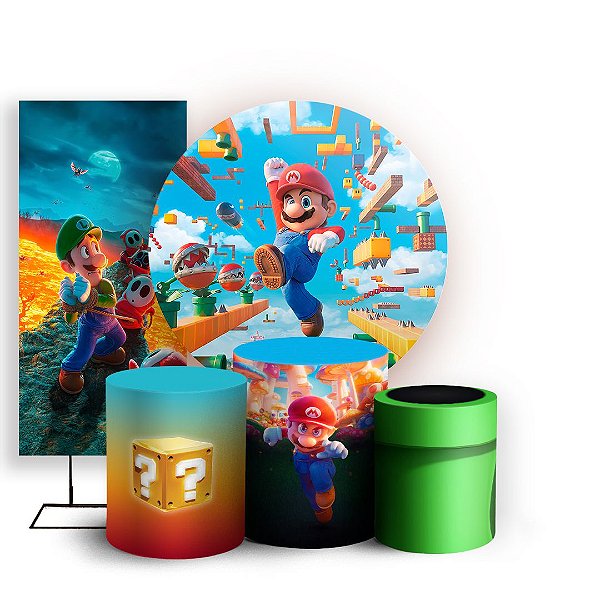 KIT Redondo Trio e Faixa - Super Mario Bros - Sublimado 3D