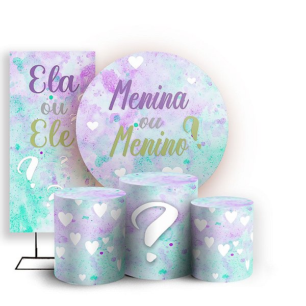 KIT Redondo Trio e Faixa - Chá Revelação - Sublimado 3D