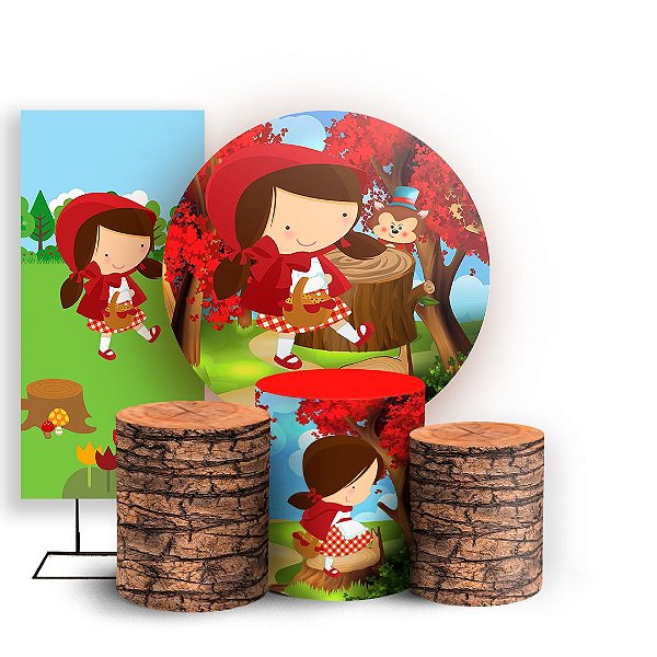 KIT Redondo Trio e Faixa - Chapeuzinho Vermelho - Sublimado 3D