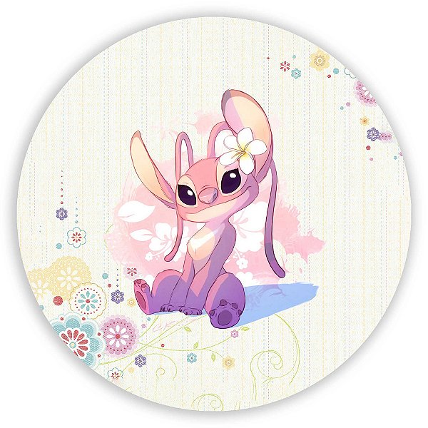 Painel Redondo - Stitch e Angel (Lilo e Stitch)  - Sublimado 3D