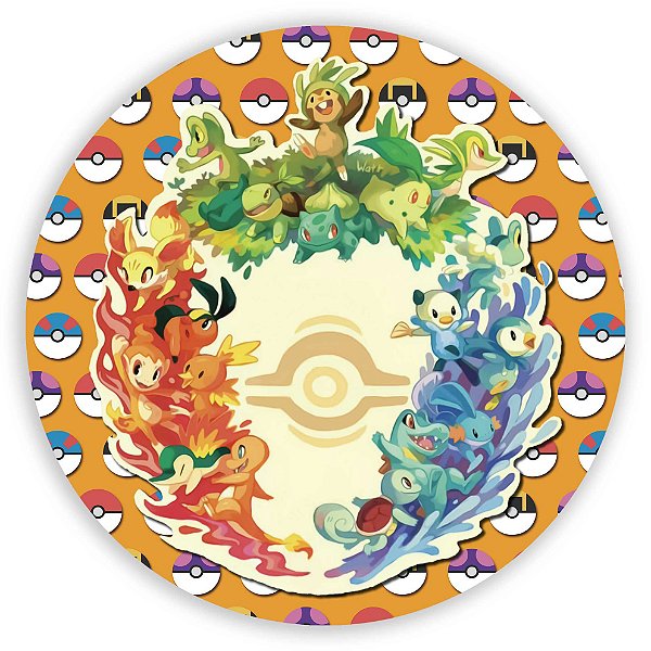 Painel Redondo - Pokemon Iniciais  - Sublimado 3D