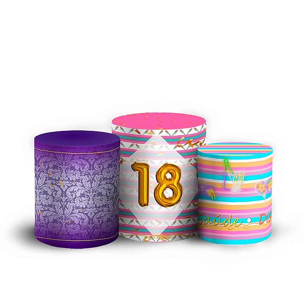 Trio Cilindro -  18 Anos - Sublimado 3D + Elástico