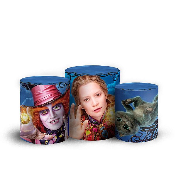 Trio Cilindro - Alice Através do Espelho - Sublimado 3D + Elástico