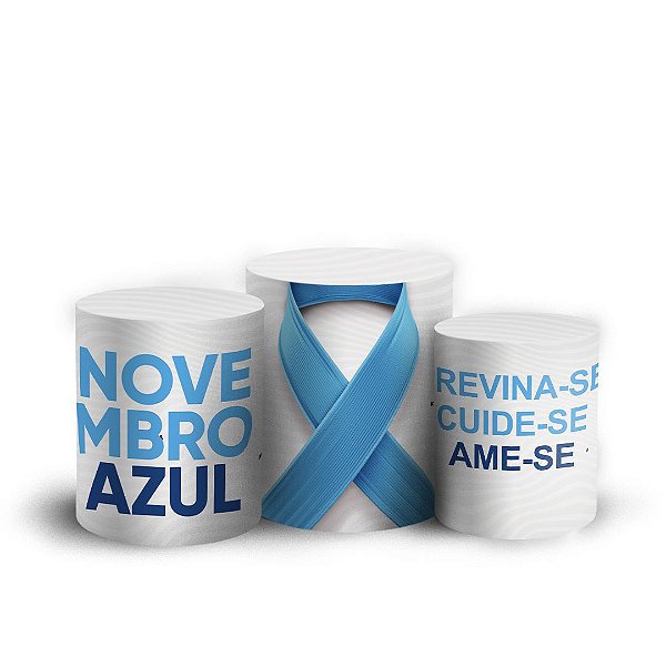 Trio Cilindro - Novembro Azul - Sublimado 3D + Elástico