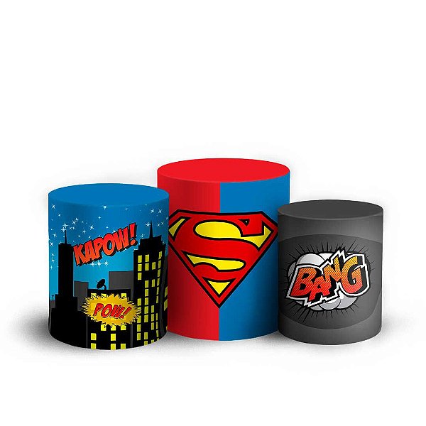 Trio Cilindro -  Super Homem - Sublimado 3D + Elástico