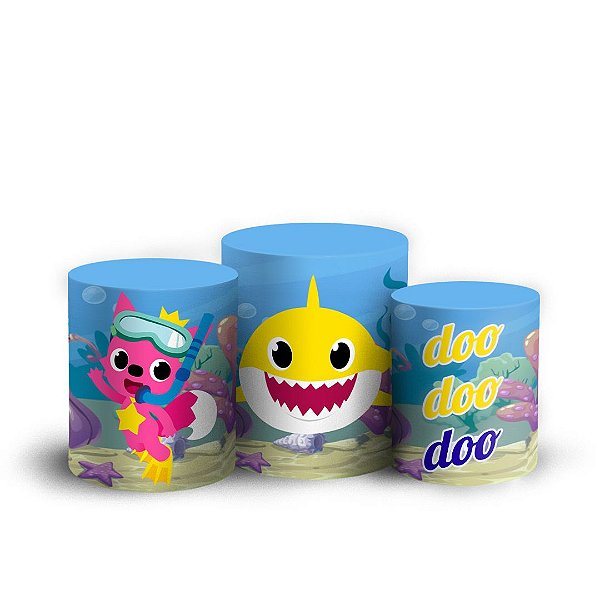 Trio Cilindro - Baby Shark - Sublimado 3D + Elástico