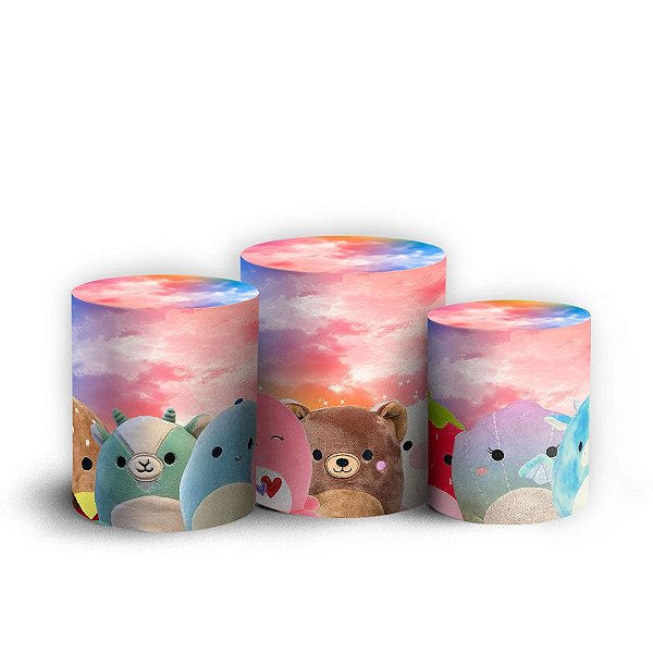 Trio Cilindro -  Squishmallow - Sublimado 3D + Elástico