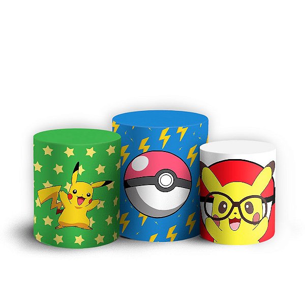 Trio Cilindro -  Pokemon - Sublimado 3D + Elástico