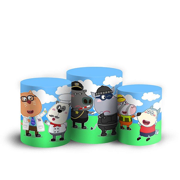 Trio Cilindro -  Wolfoo - Sublimado 3D + Elástico