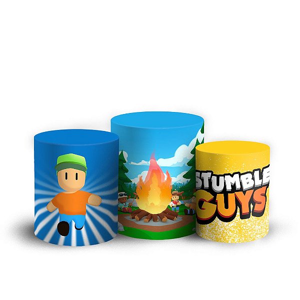 Trio Cilindro -  Stumble Guys Azul - Sublimado 3D + Elástico