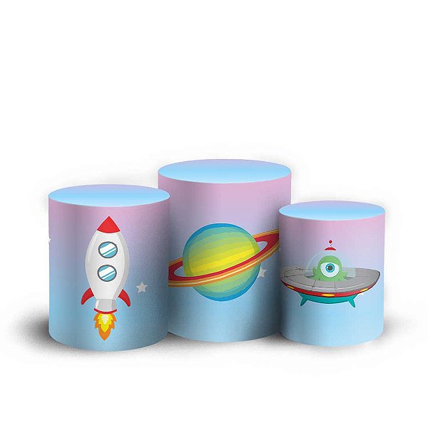Trio Cilindro -  Astronauta - Sublimado 3D + Elástico
